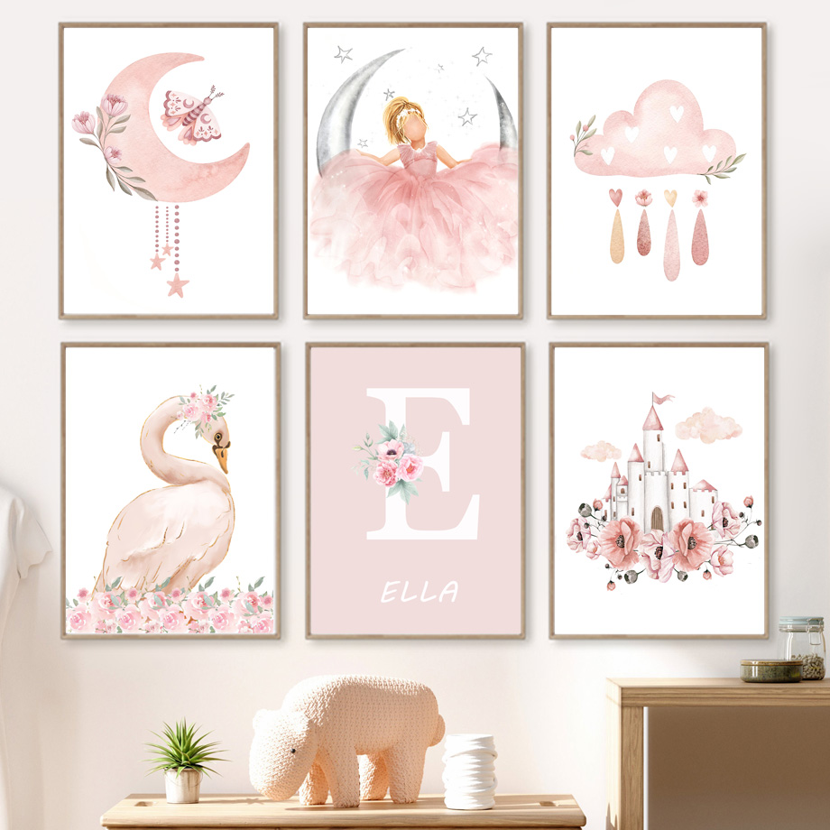 Baby Nursery Decor Girl - الوردي الملاك فتاة الشمس القمر سحابة