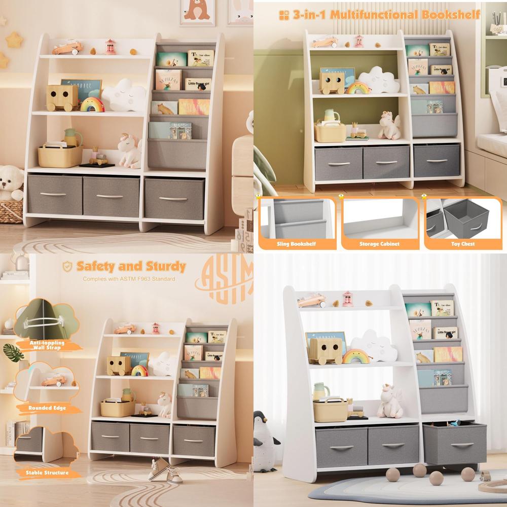 Baby Nursery Bookshelf - منظم تخزين الكتب والألعاب للأطفال من
