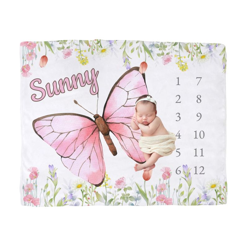 Baby Nursery Decor Girl - بطانية فيكاما للأطفال بتصميم فراشة وردية