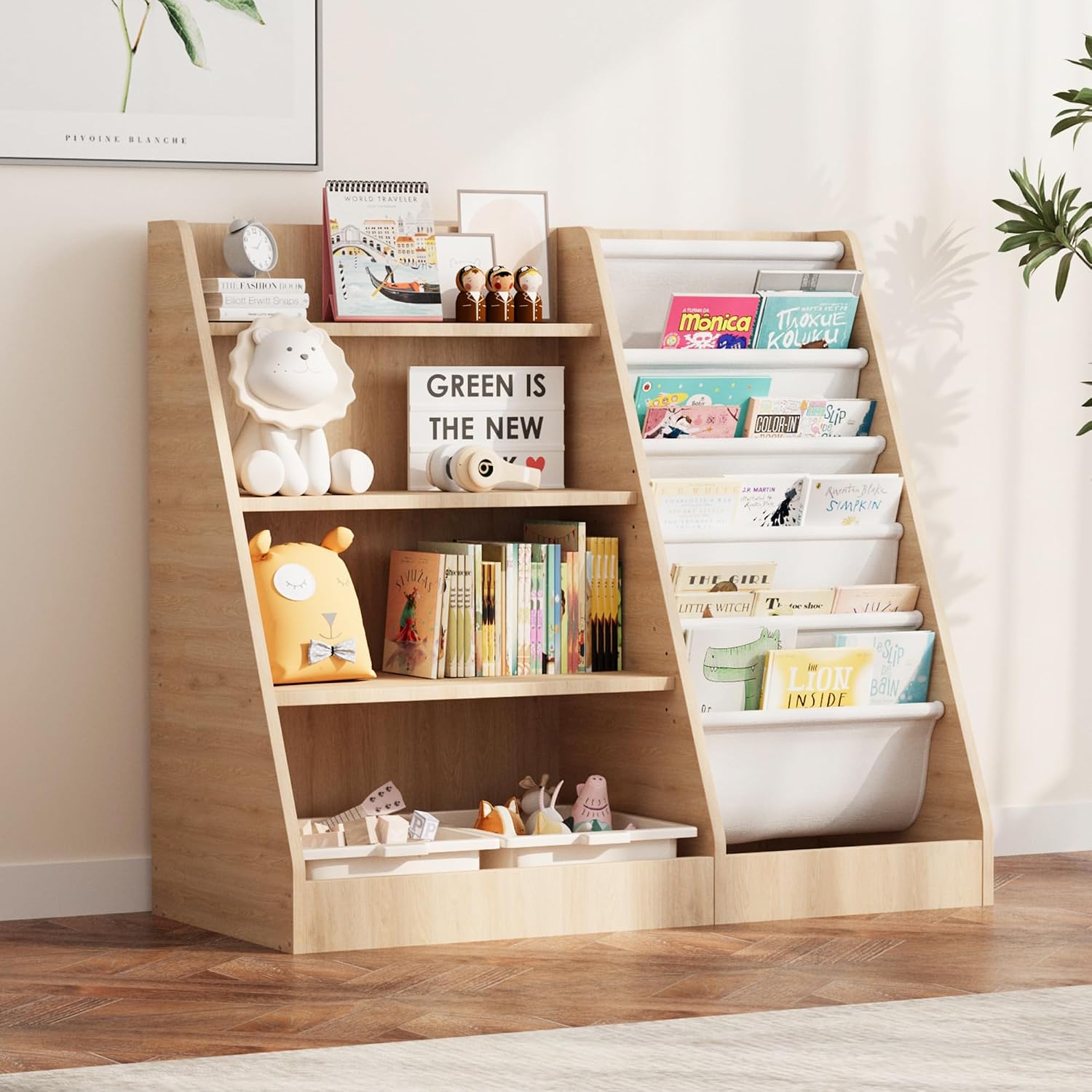 Baby Nursery Bookshelf - رف كتب خشبي للأطفال من 4
