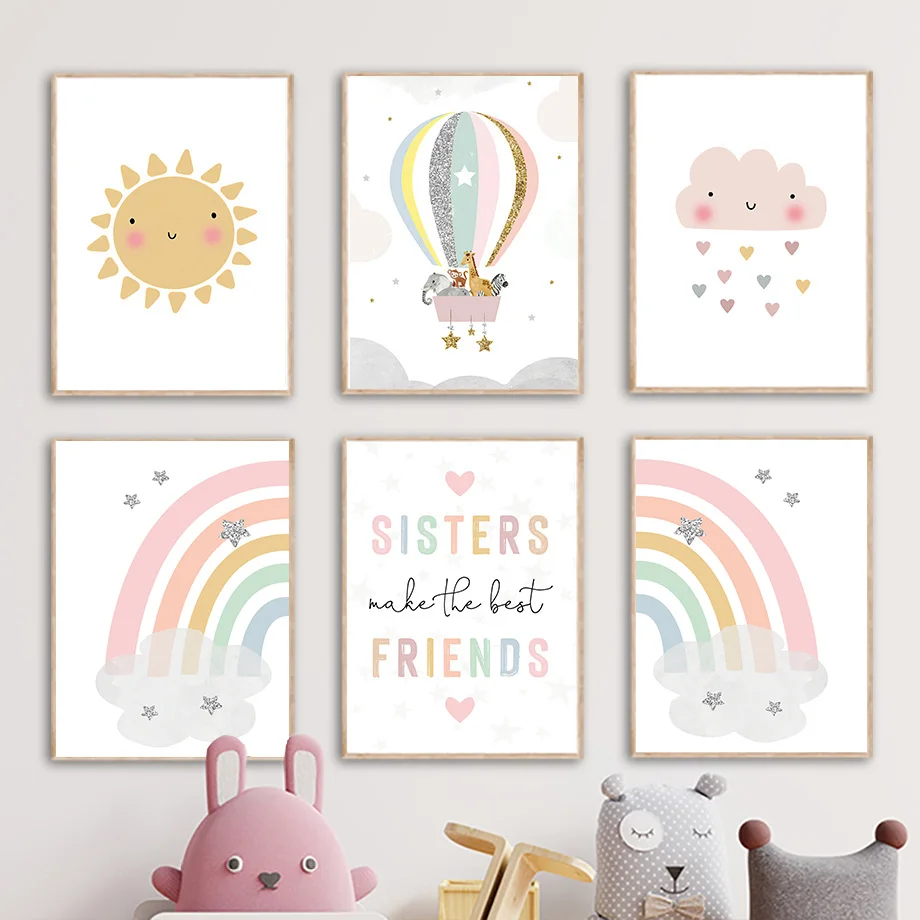 Baby Nursery Decor Girl - ملصقات وطباعات جدارية على الطراز الاسكندنافي