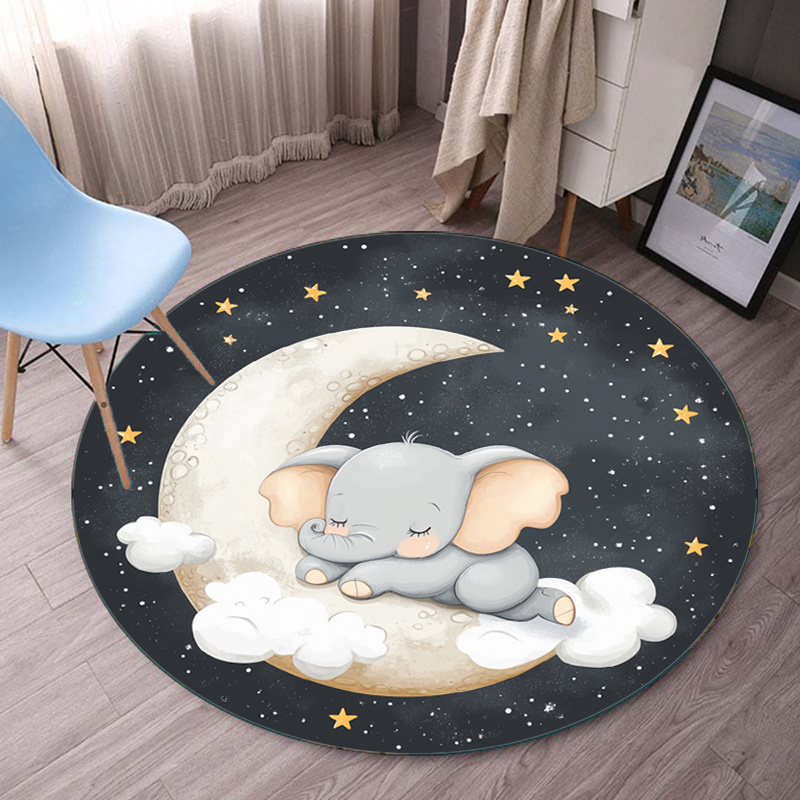 Baby Nursery Elephant Theme - لطيف الفيل القمر نجوم جولة البساط
