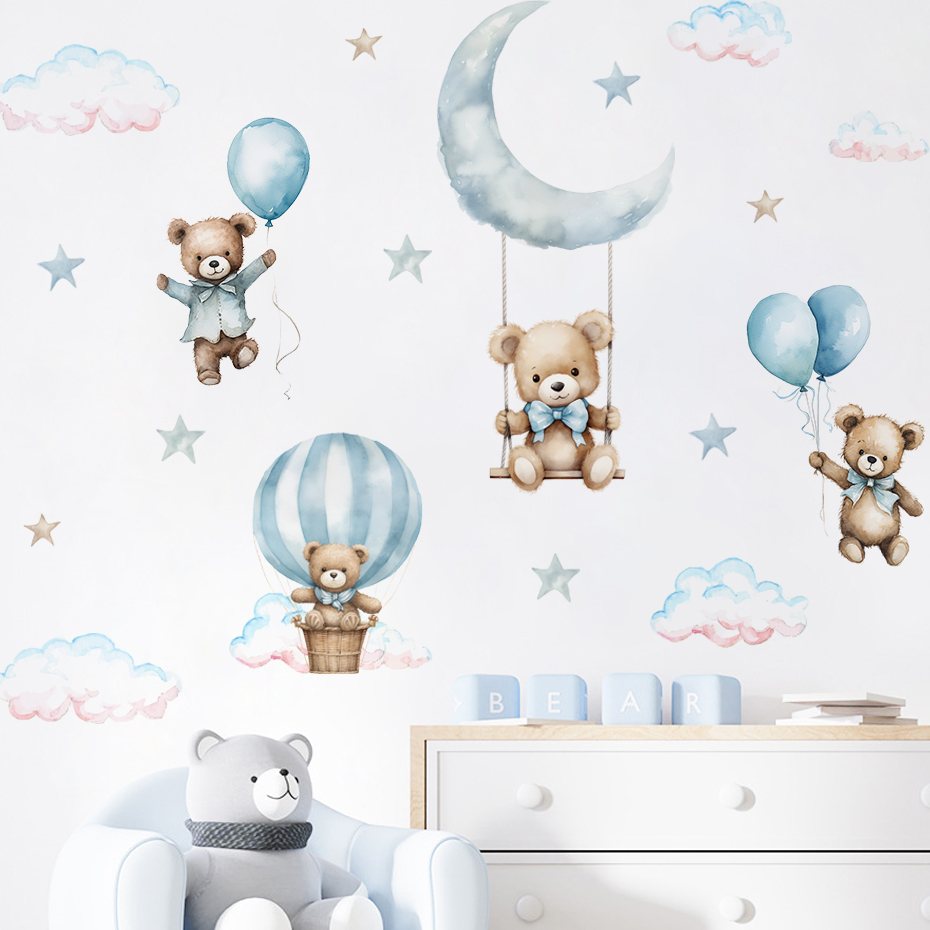 Baby Nursery Hot Air Balloon - ملصقات حائط على شكل سحابة منطاد