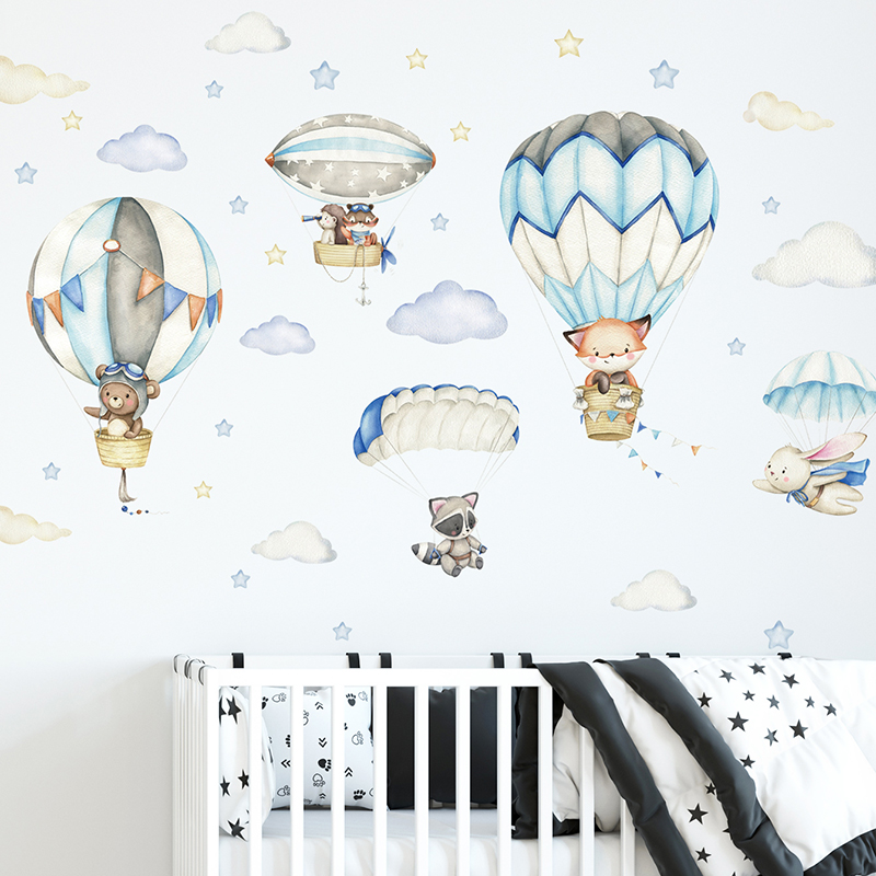 Baby Nursery Hot Air Balloon - ملصقات حائط على شكل منطاد الهواء
