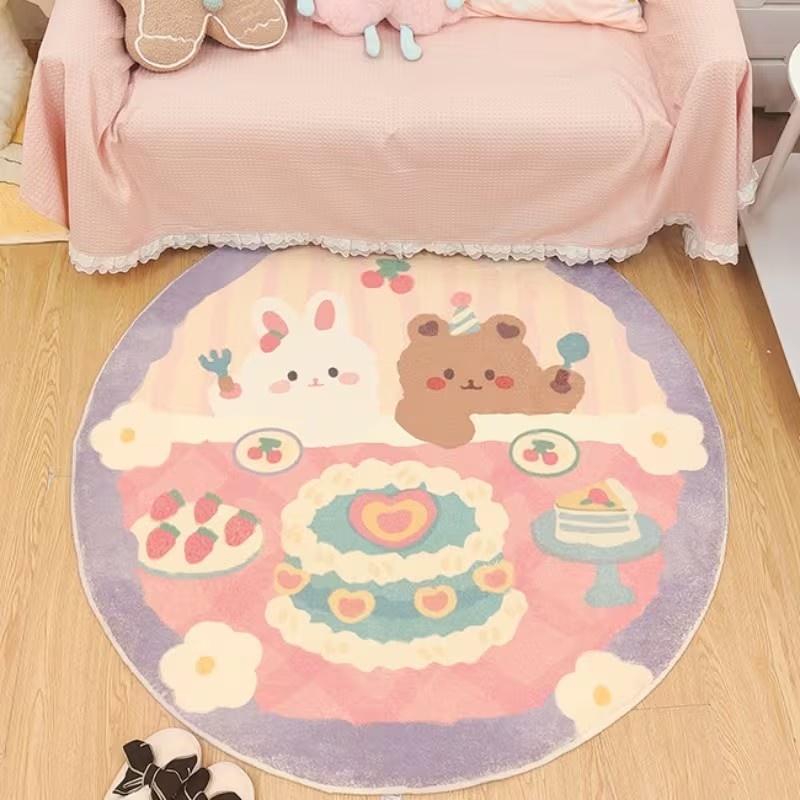 Baby Nursery Rug - سجادة دائرية ناعمة غير قابلة للانزلاق