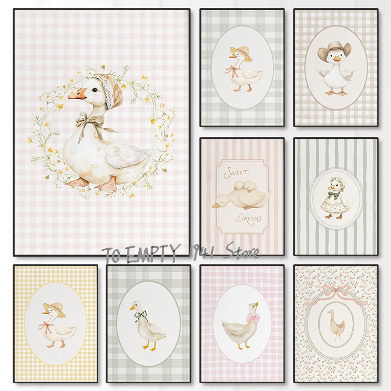 Baby Nursery Art - لوحة قماشية جدارية بتصميم إوزة صغيرة