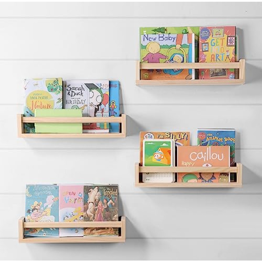 Baby Nursery Bookshelf - مجموعة من 4 أرفف لغرفة الأطفال،