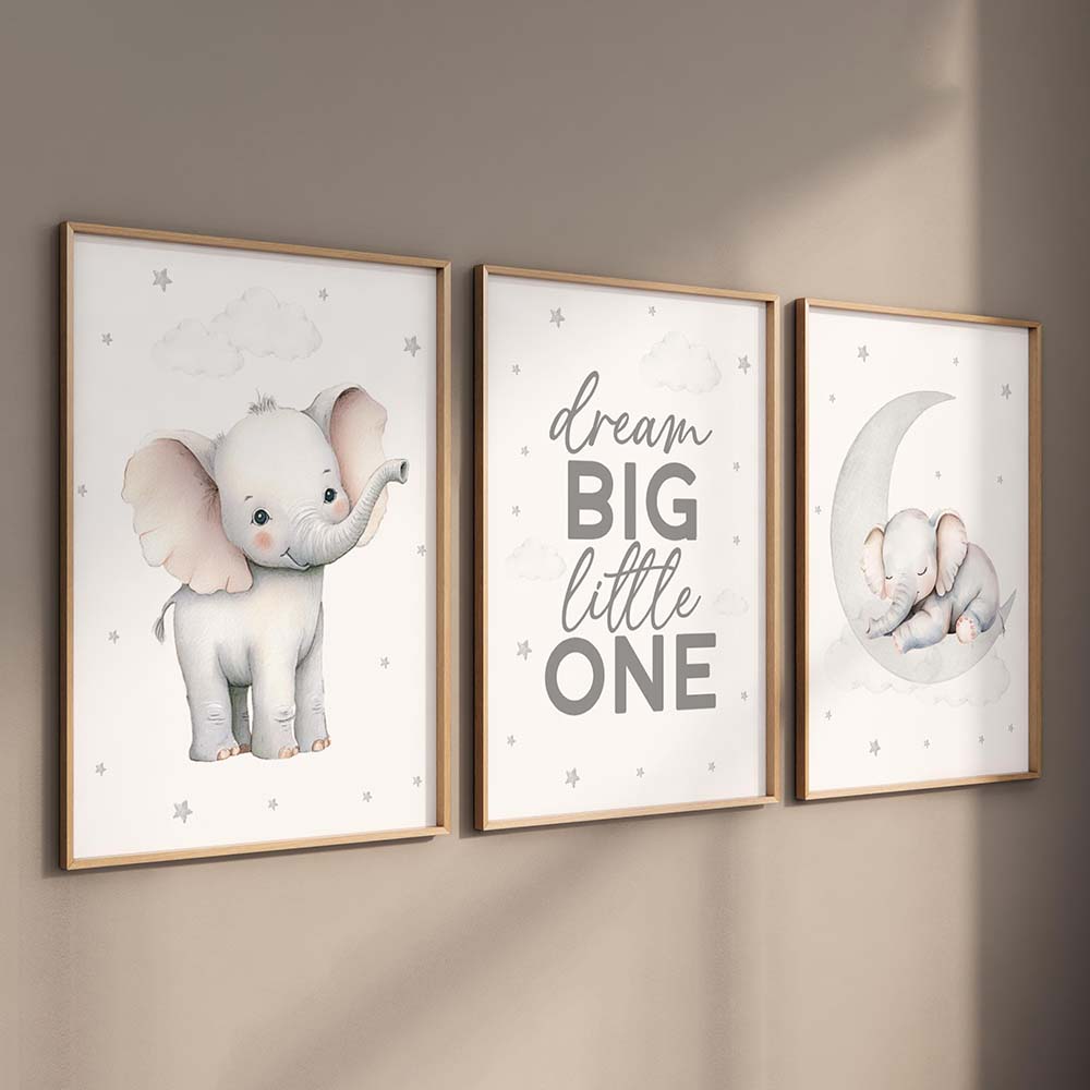 Baby Nursery Elephant Theme - مجموعة ملصقات قماشية عالية الدقة بتصميم