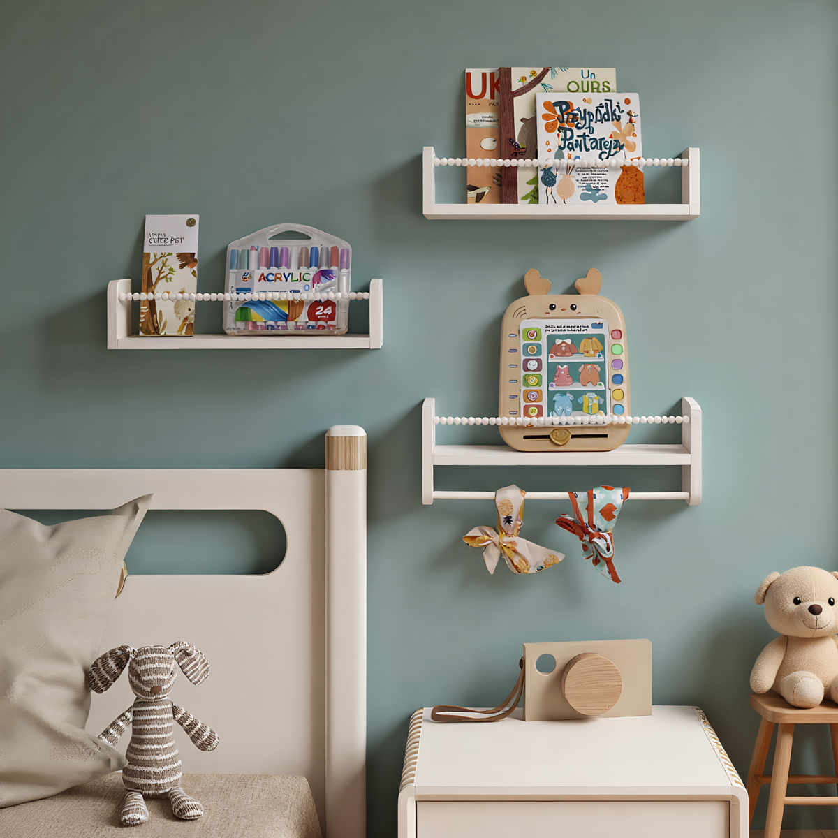 Baby Nursery Bookshelf - رفوف كتب معلقة للحضانة، رف كتب