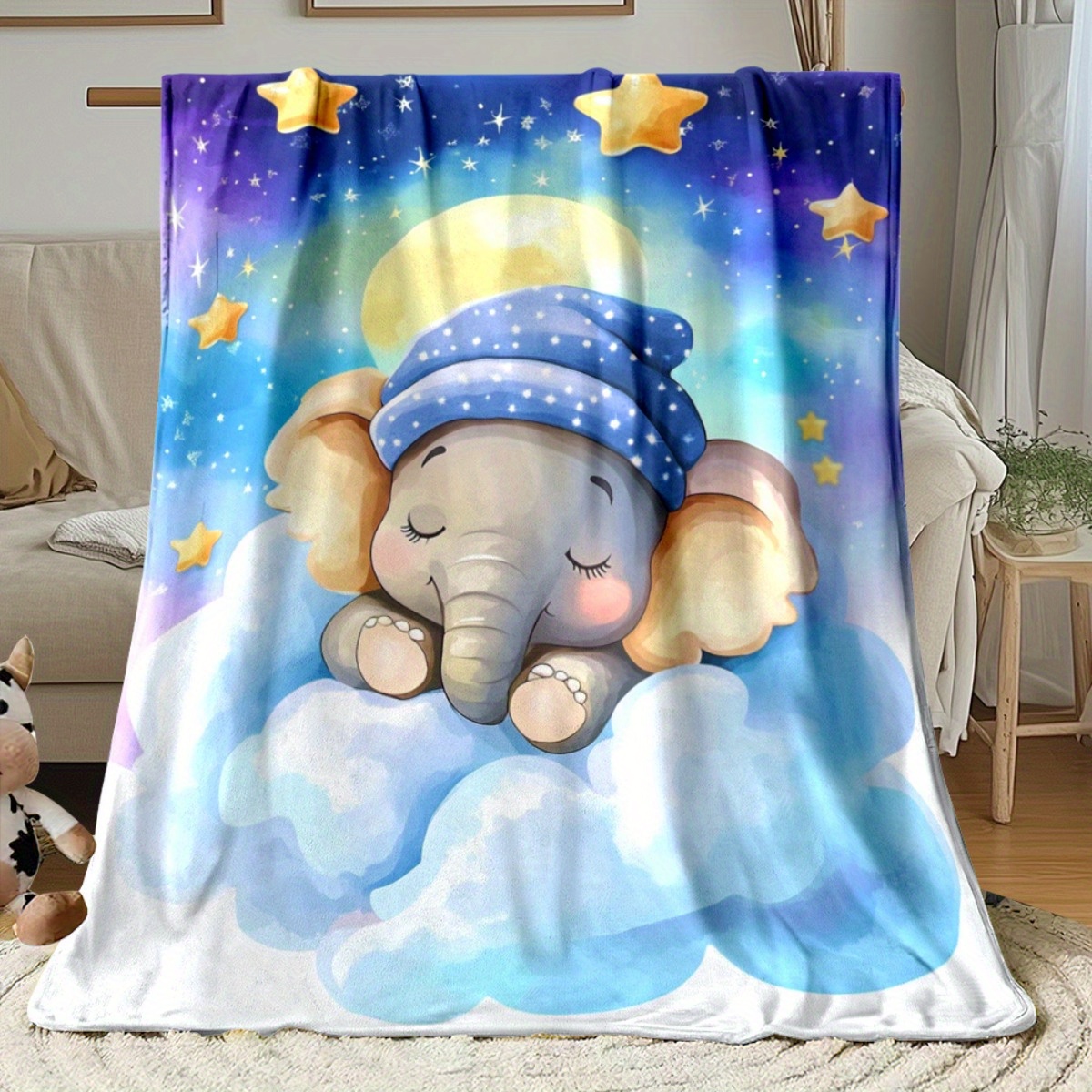 Baby Nursery Elephant Theme - النوم الطفل الفيل سحابة نجمة ليلة