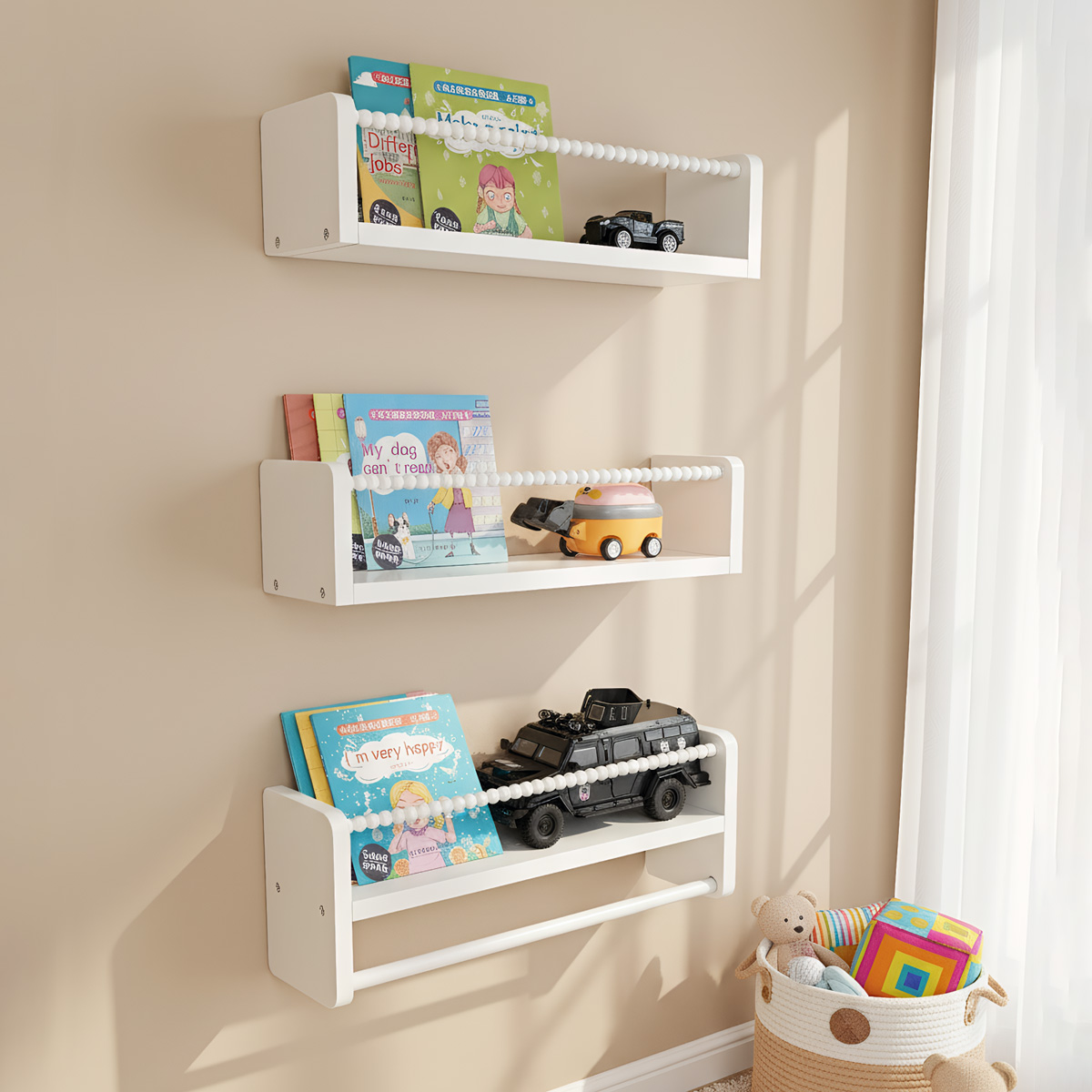 Baby Nursery Bookshelf - أرفف كتب حضانة خشبية، أرفف كتب
