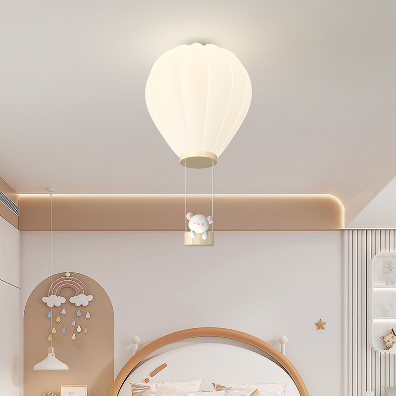 Baby Nursery Hot Air Balloon - مصابيح سقف لغرفة الأطفال بتصميم كريمي،