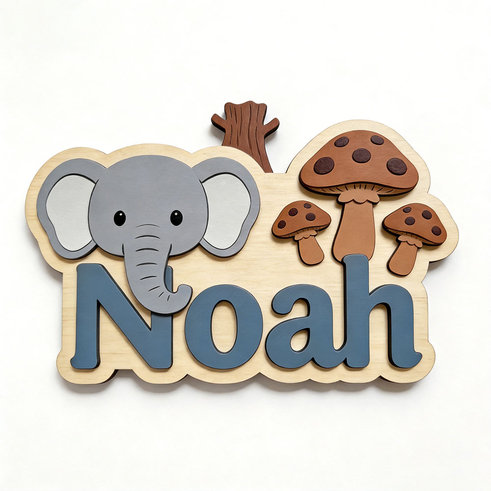 لوحة اسم خشبية مخصصة بتصميم في - مراجعة Baby Nursery Elephant Theme وسعره