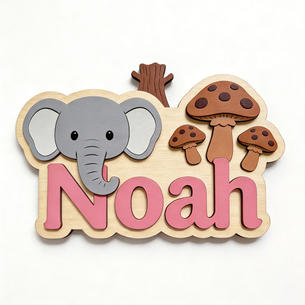 لوحة اسم خشبية مخصصة بتصميم في - مراجعة Baby Nursery Elephant Theme وسعره