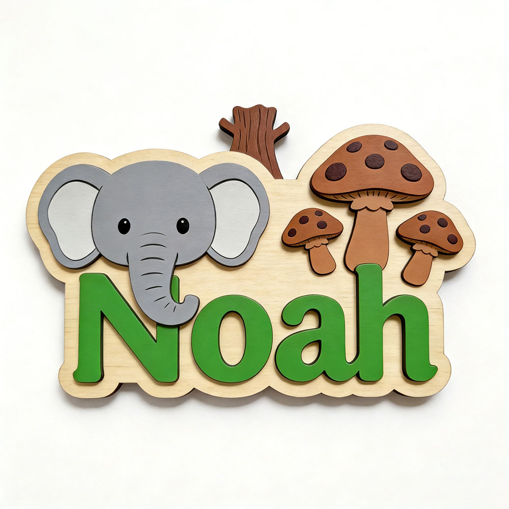 لوحة اسم خشبية مخصصة بتصميم في - مراجعة Baby Nursery Elephant Theme وسعره