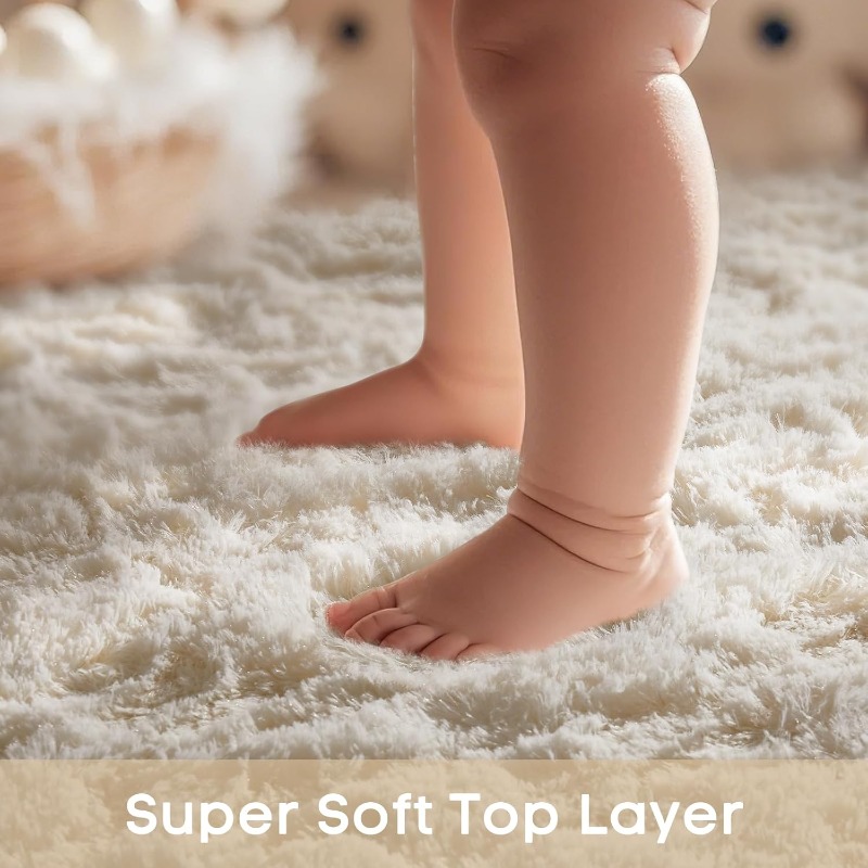 سجادة بيضاء مستديرة كريمية ناع - مراجعة Baby Nursery Rug وسعره