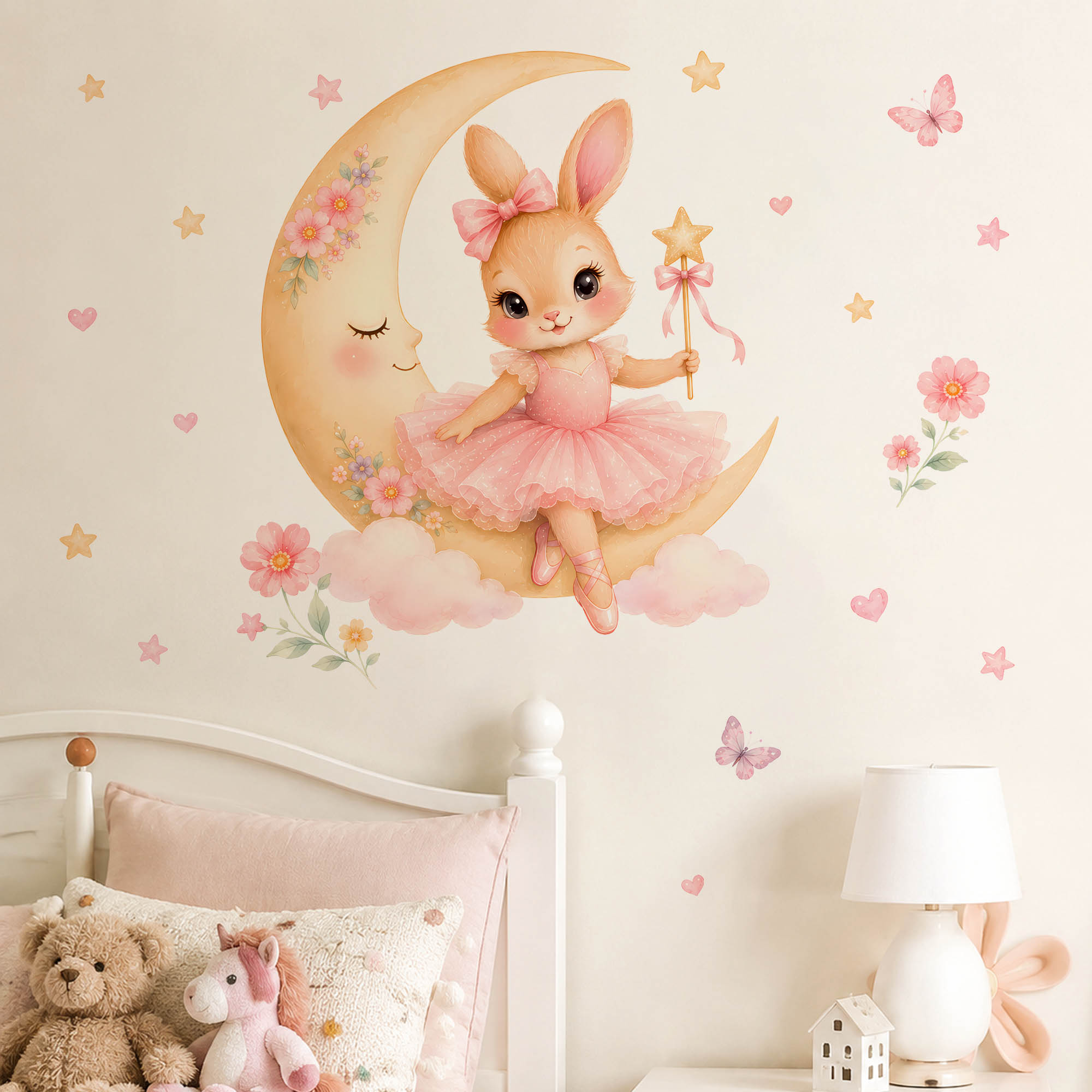 ملصقات جدارية على شكل أرنب راق - مراجعة Baby Nursery Decor Girl وسعره