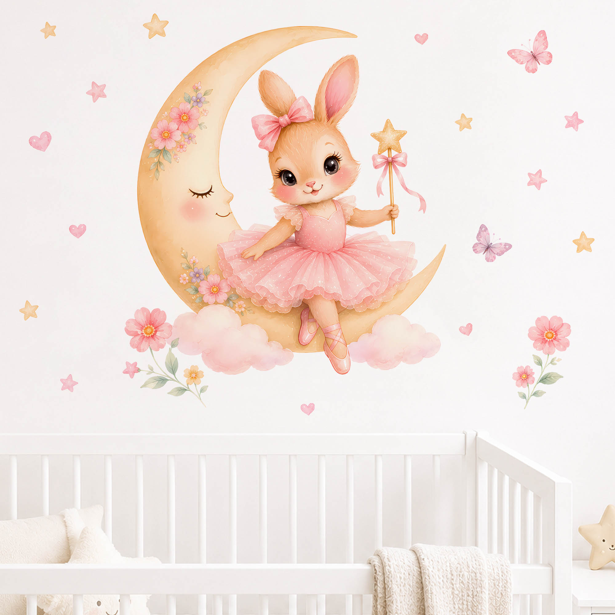 ملصقات جدارية على شكل أرنب راق - مراجعة Baby Nursery Decor Girl وسعره