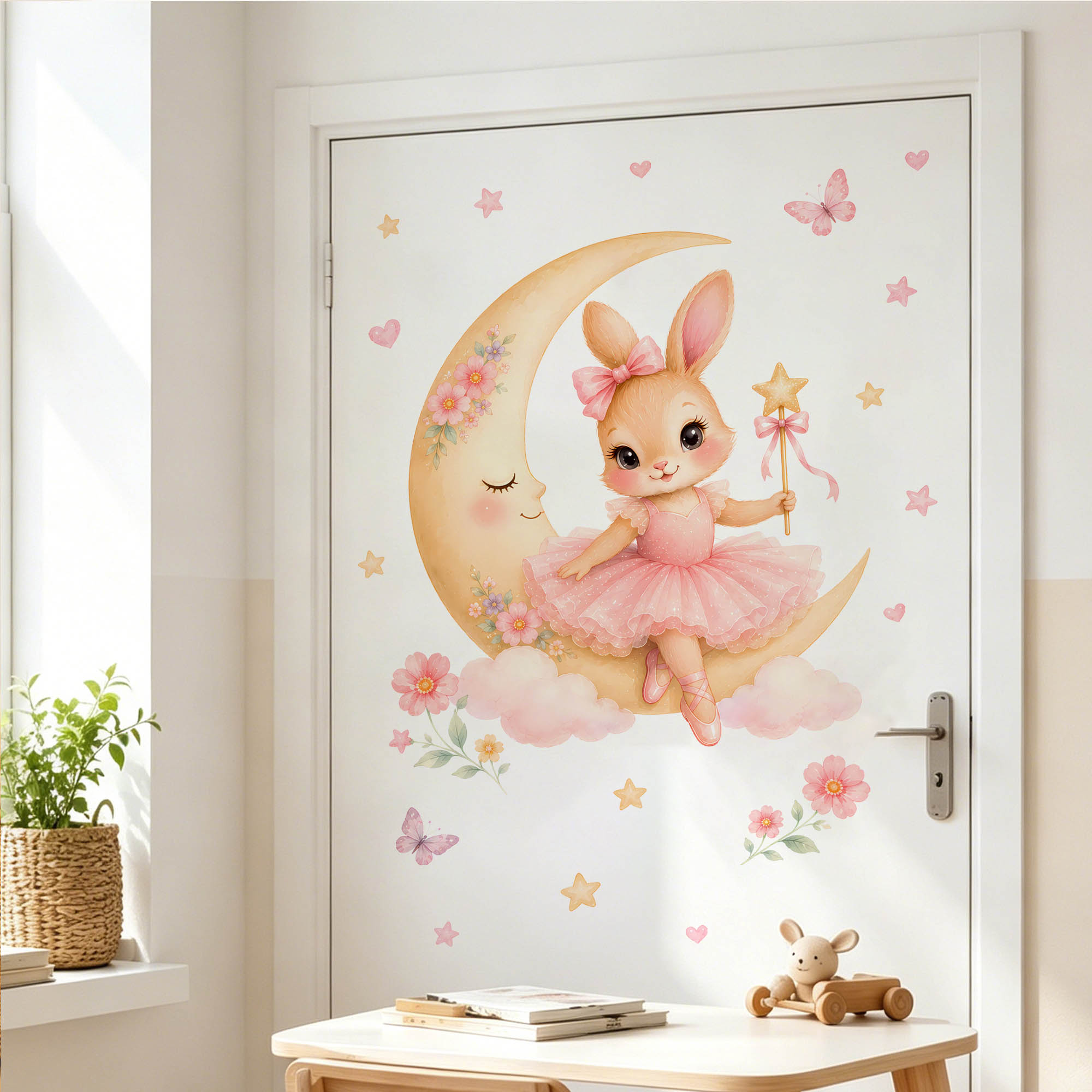 ملصقات جدارية على شكل أرنب راق - مراجعة Baby Nursery Decor Girl وسعره