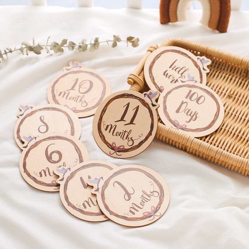 8 قطعة بطاقات معلم الطفل الخشب - مراجعة Milestone Card Set وسعره