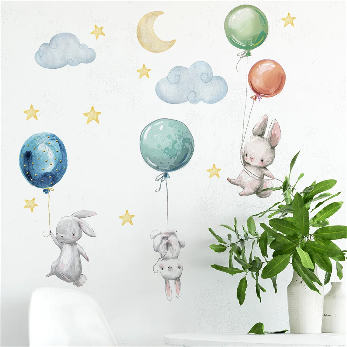 ملصقات جدارية على شكل حيوانات  - مراجعة Baby Nursery Hot Air Balloon وسعره