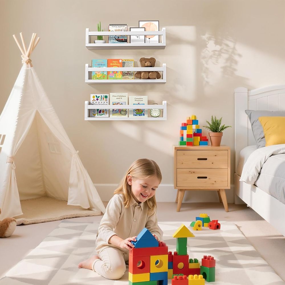 مجموعة رفوف كتب خشبية بيضاء لل - مراجعة Baby Nursery Bookshelf وسعره