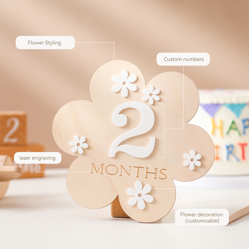 بطاقة معلم خشبية على شكل زهرة  - مراجعة Milestone Card Set وسعره