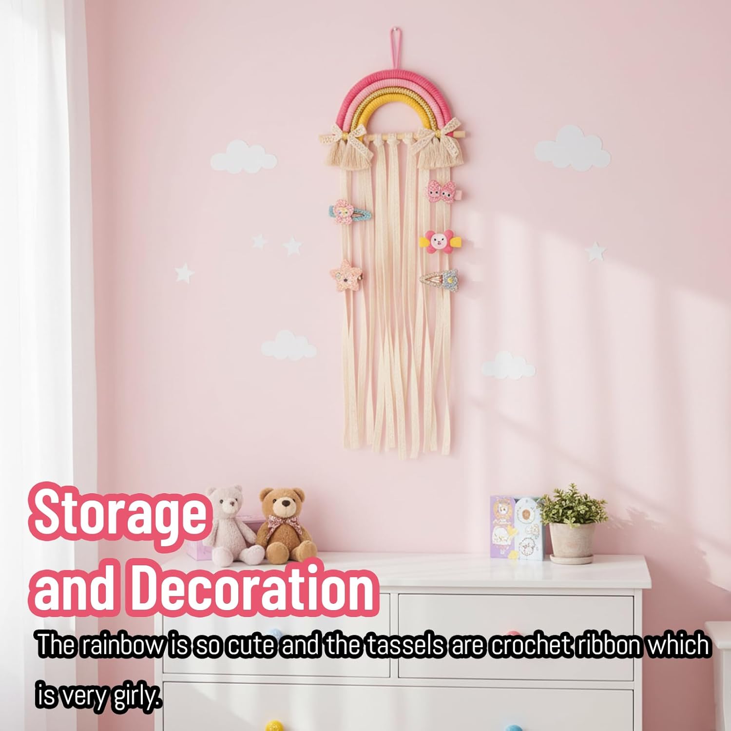 حامل أقواس الشعر المكرمية المل - مراجعة Baby Nursery Decor Girl وسعره