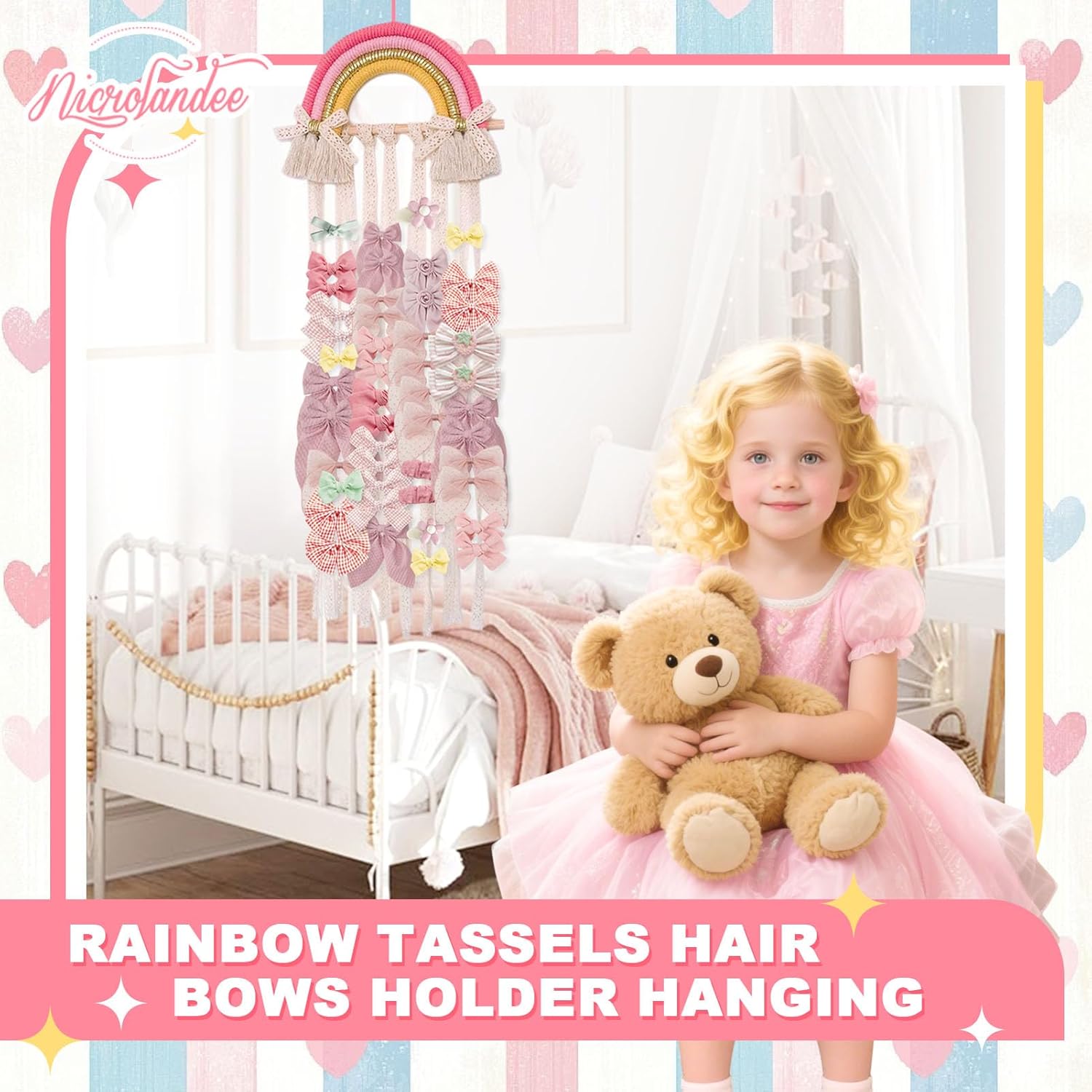 حامل أقواس الشعر المكرمية المل - مراجعة Baby Nursery Decor Girl وسعره