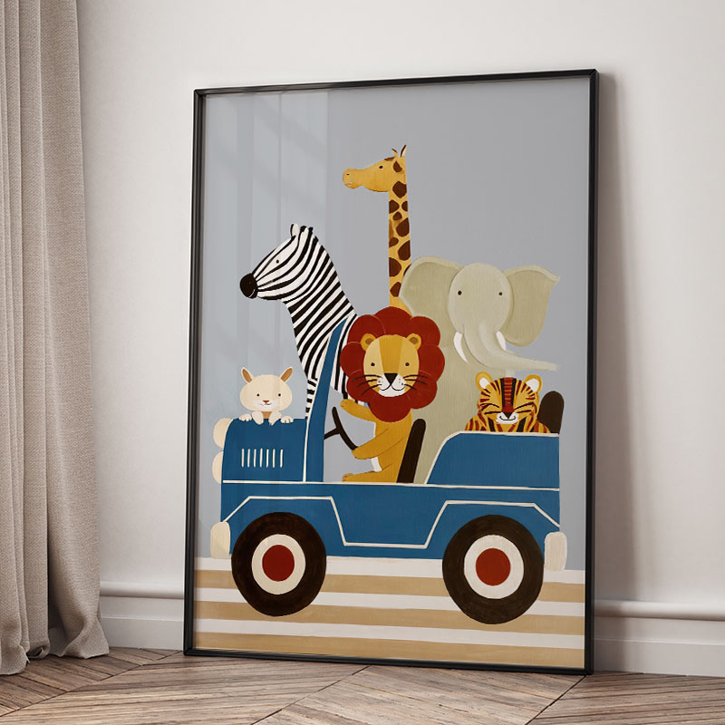 لوحات فنية كرتونية مضحكة لحيوا - مراجعة Baby Nursery Art وسعره