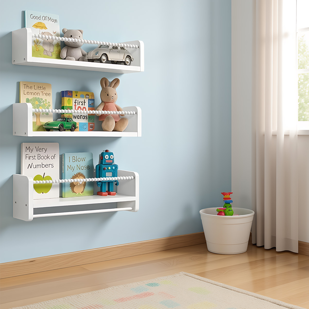 رفوف كتب معلقة للحضانة، رف كتب - مراجعة Baby Nursery Bookshelf وسعره