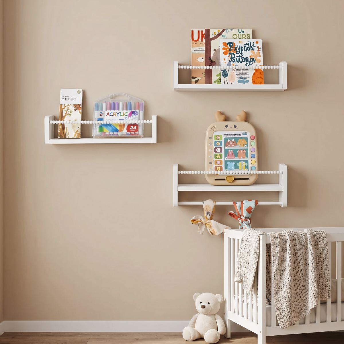 رفوف كتب معلقة للحضانة، رف كتب - مراجعة Baby Nursery Bookshelf وسعره