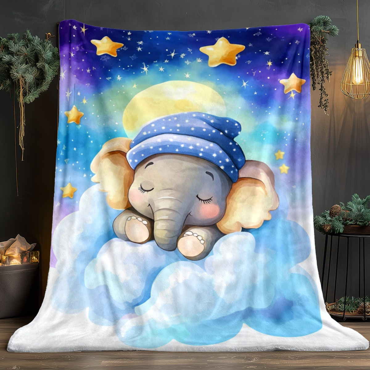 النوم الطفل الفيل سحابة نجمة ل - مراجعة Baby Nursery Elephant Theme وسعره
