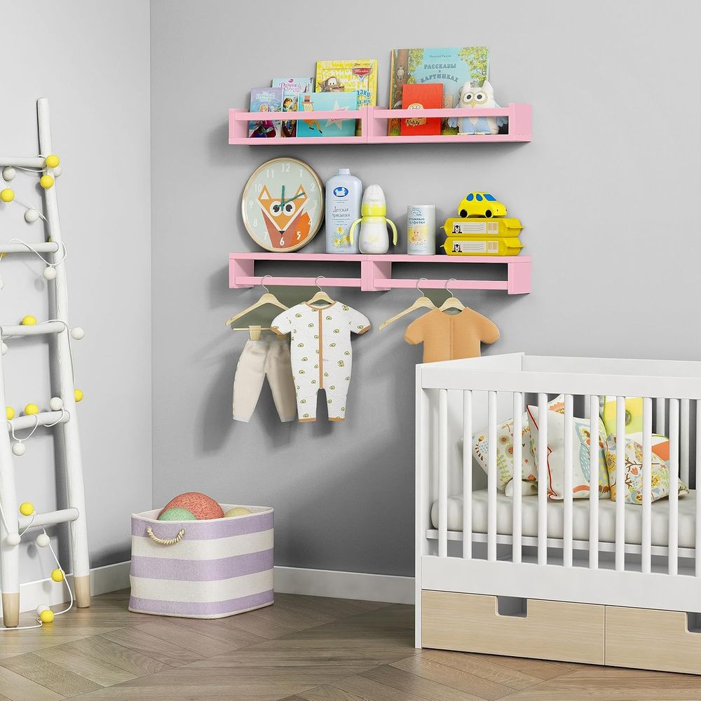 رفوف معلقة وردية اللون لغرفة ا - مراجعة Baby Nursery Bookshelf وسعره