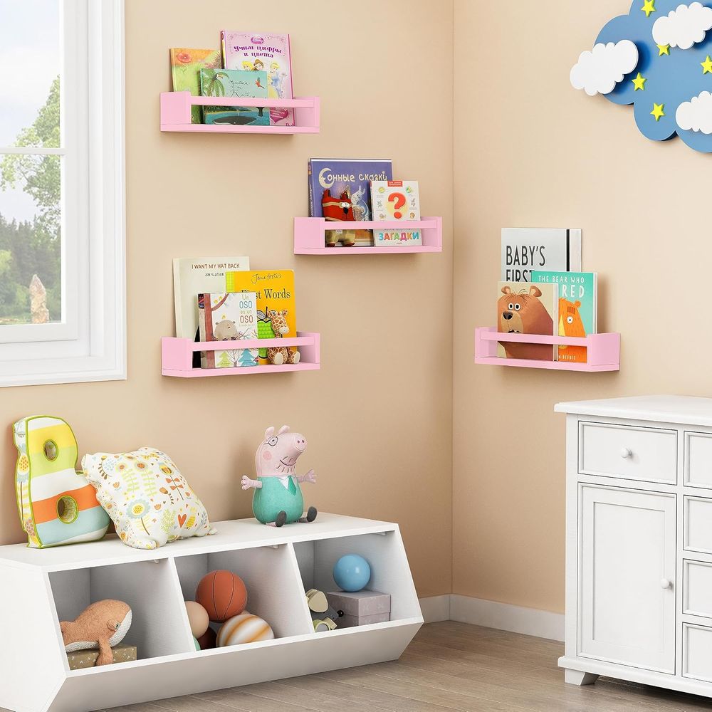 رفوف معلقة وردية اللون لغرفة ا - مراجعة Baby Nursery Bookshelf وسعره